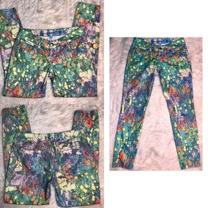L’Amour Multicolor Painted Floral Skinny Jeans